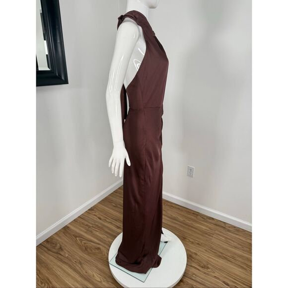 Nicholas the Label Womens Galilea Halter Neck Maxi Dress Dark Plum Size 10 - Picture 6 of 10